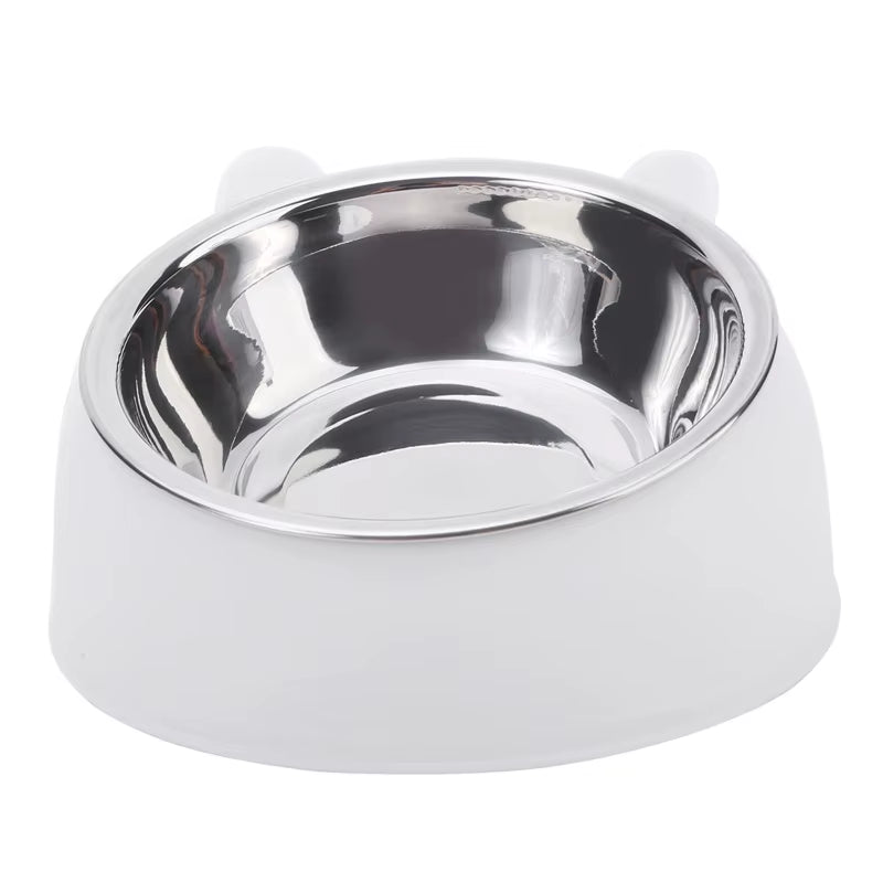 Inclined Stainless Steel Pet Bowl for Cats & Dogs