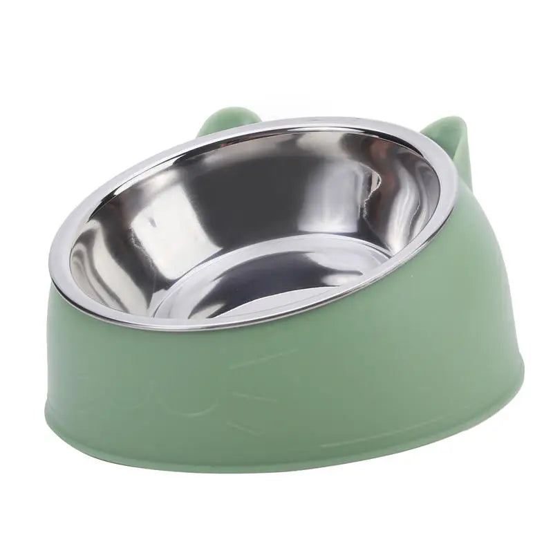 Inclined Stainless Steel Pet Bowl for Cats & Dogs
