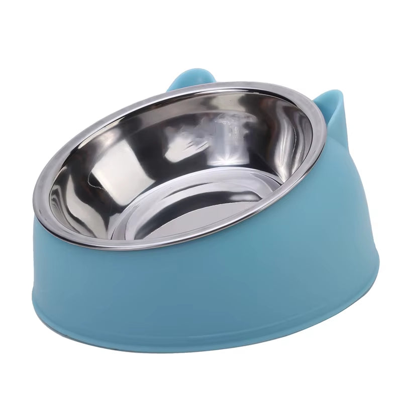 Inclined Stainless Steel Pet Bowl for Cats & Dogs