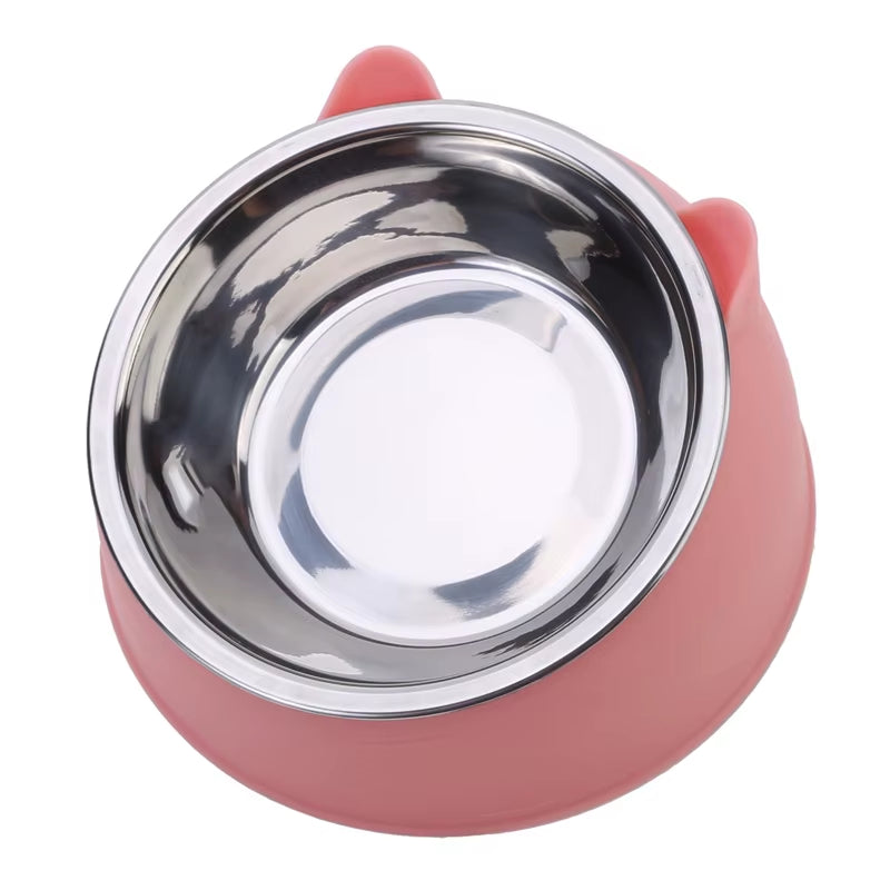 Inclined Stainless Steel Pet Bowl for Cats & Dogs