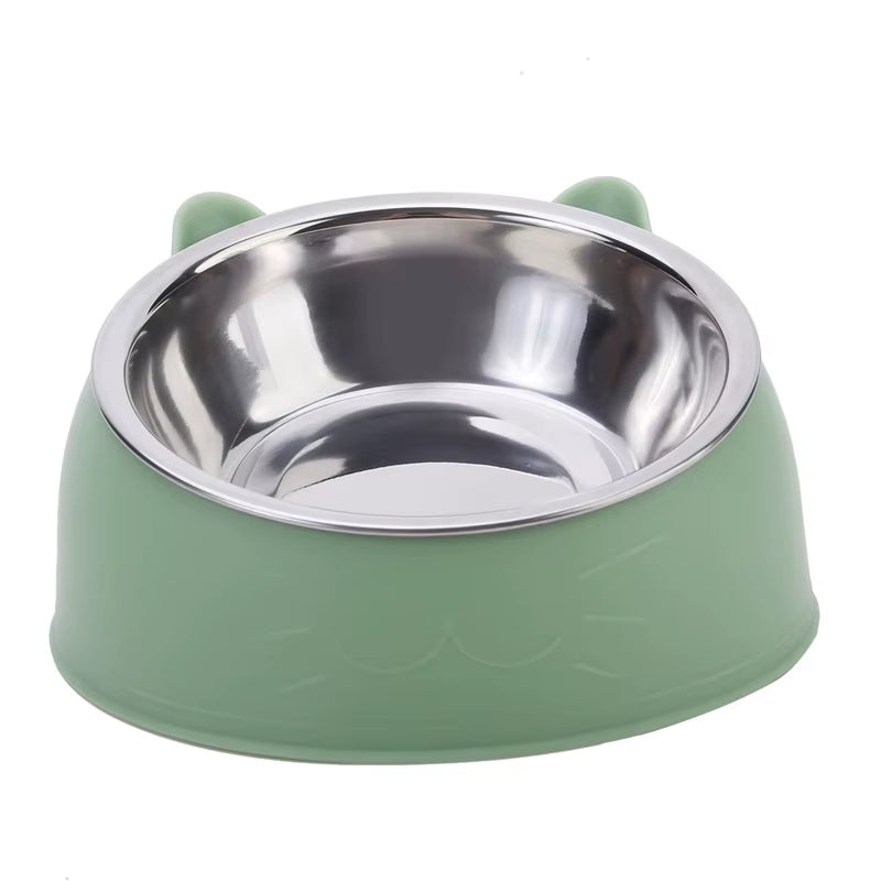 Inclined Stainless Steel Pet Bowl for Cats & Dogs