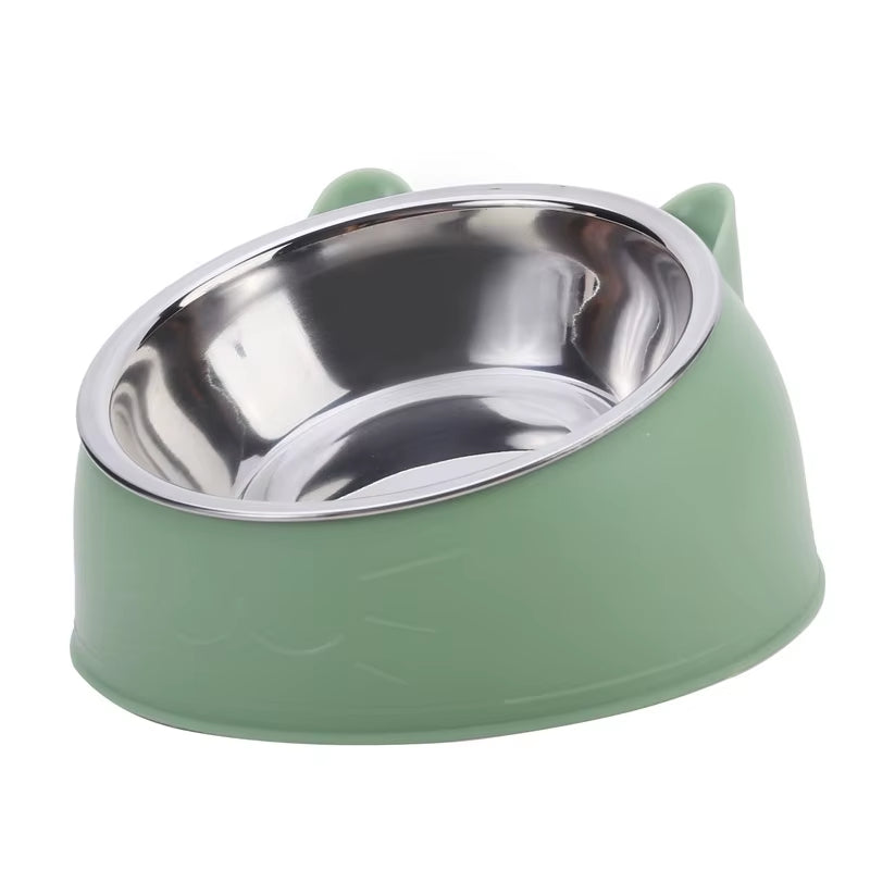 Inclined Stainless Steel Pet Bowl for Cats & Dogs