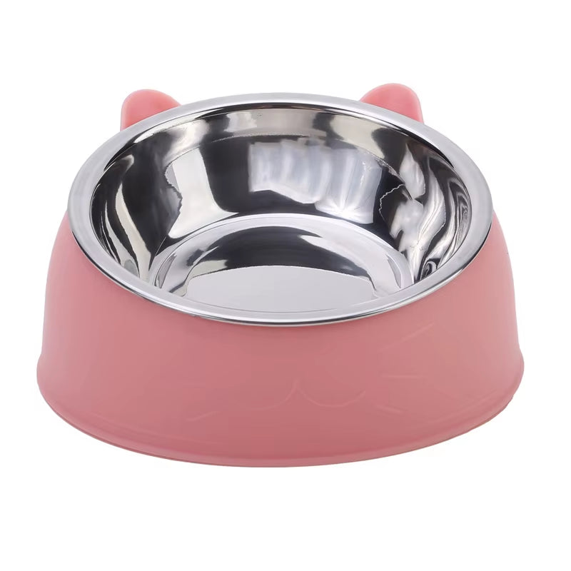 Inclined Stainless Steel Pet Bowl for Cats & Dogs