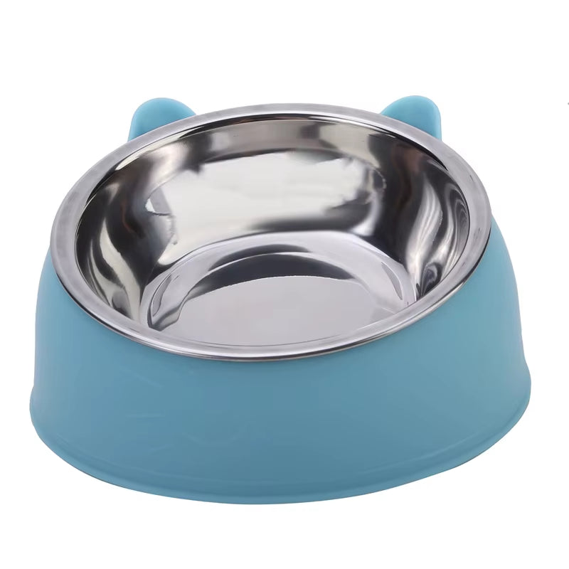 Inclined Stainless Steel Pet Bowl for Cats & Dogs