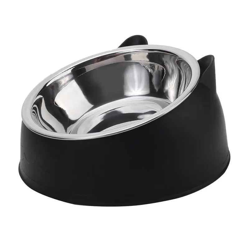 Inclined Stainless Steel Pet Bowl for Cats & Dogs